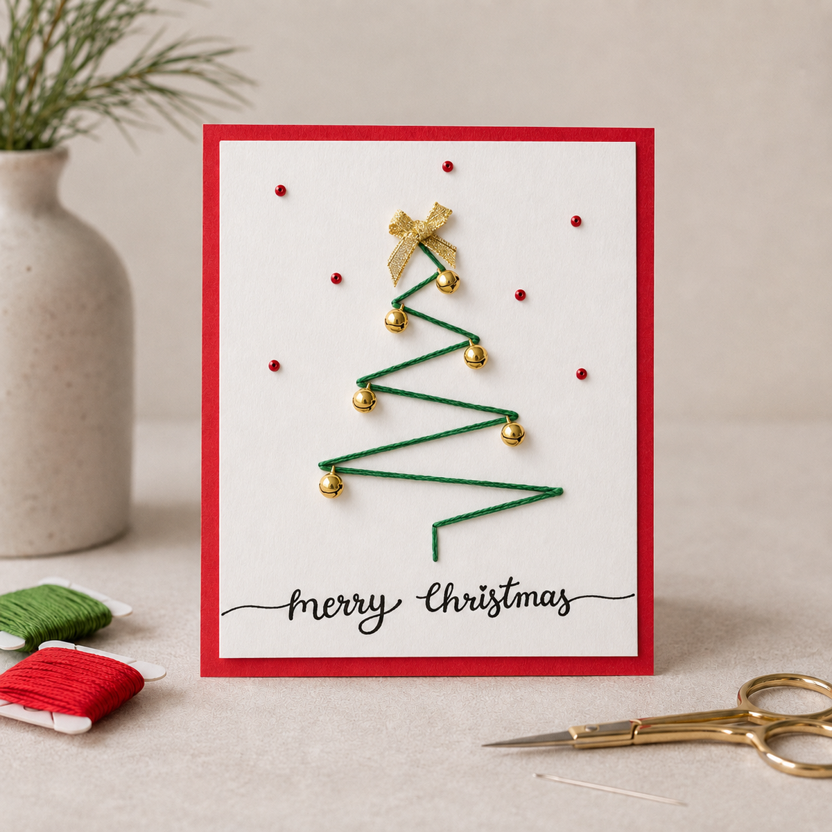 Christmas Bell Thread Card DIY Kit